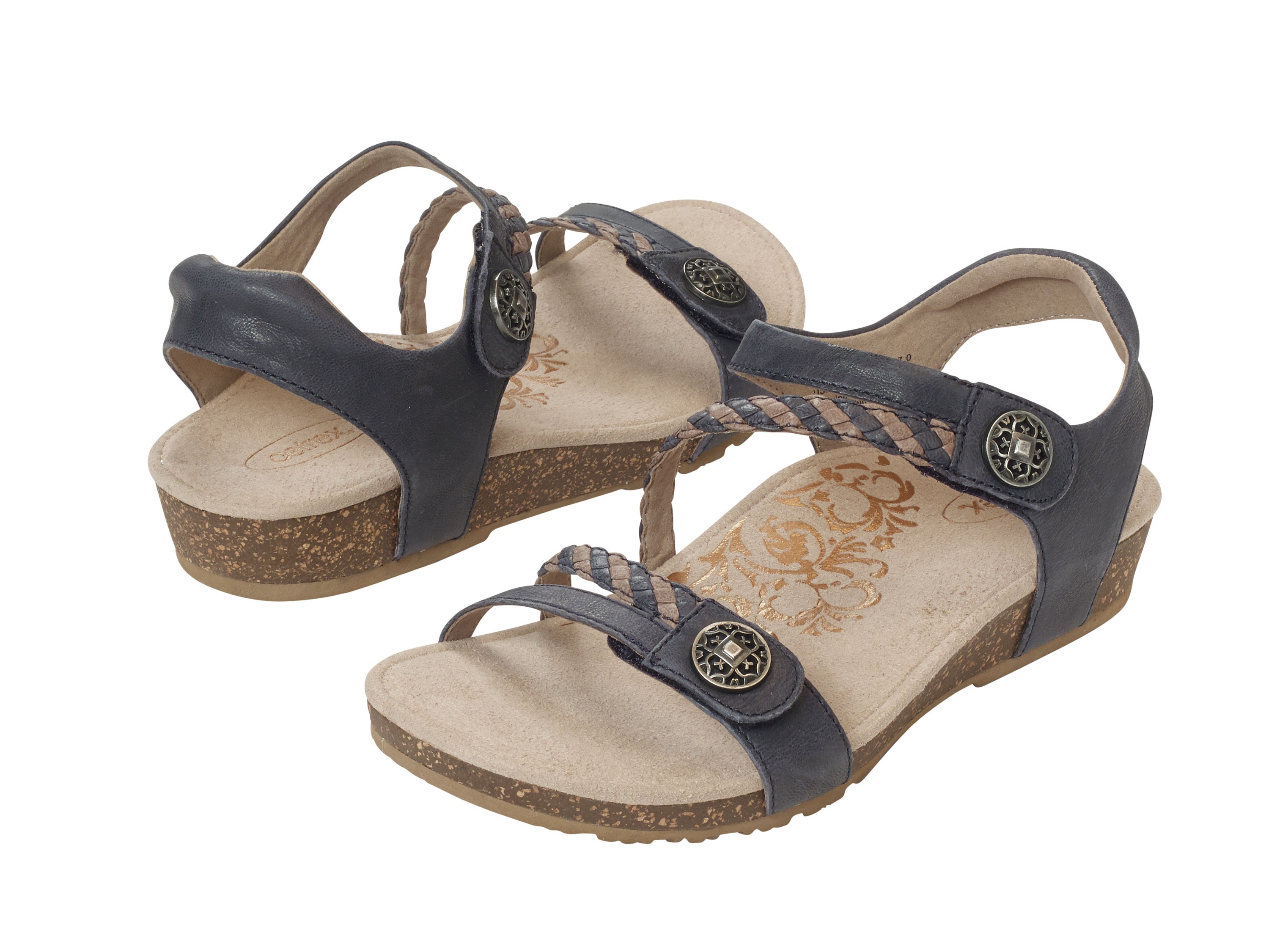 Aetrex Jillian Braided Sandals: Navy